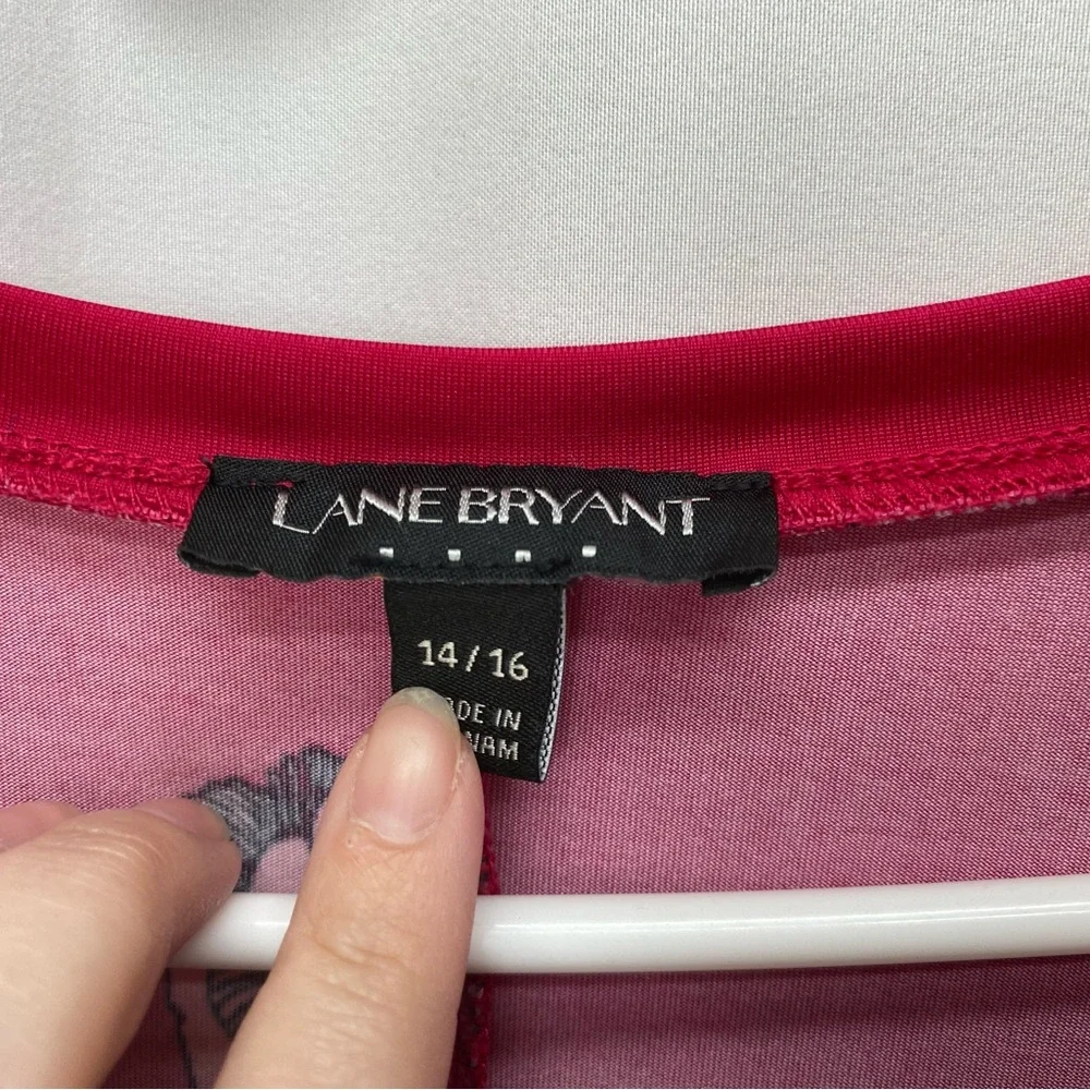 Lane Bryant womens 14/16 floral sleeveless blouse top shirt plus size pink boho